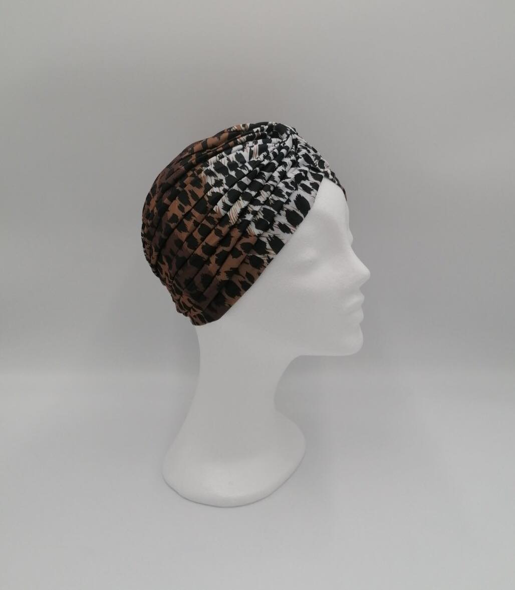 Brun leopardprint turban