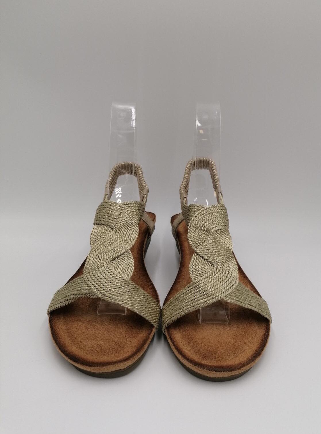 Guldfarvet kilehæl sandal