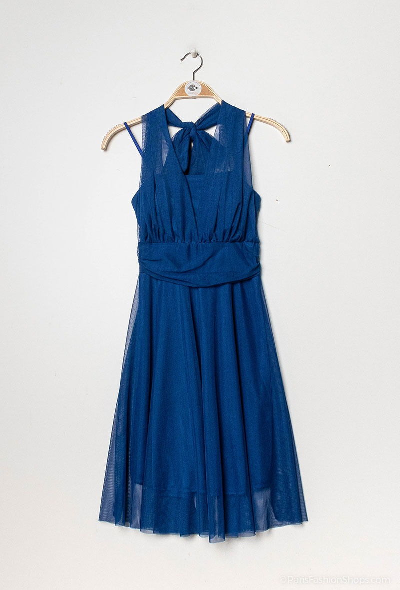 Marineblå halterneck kjole