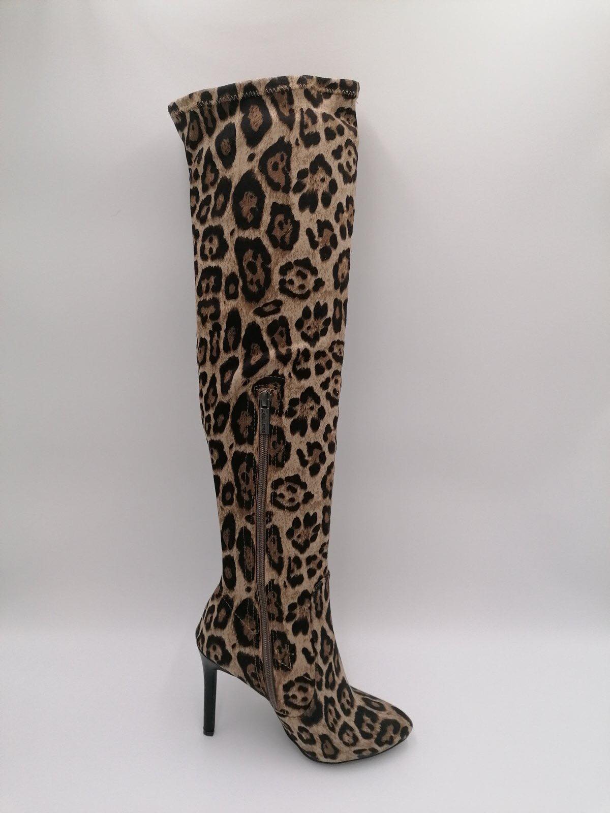 Langskaftet leopardprint støvle