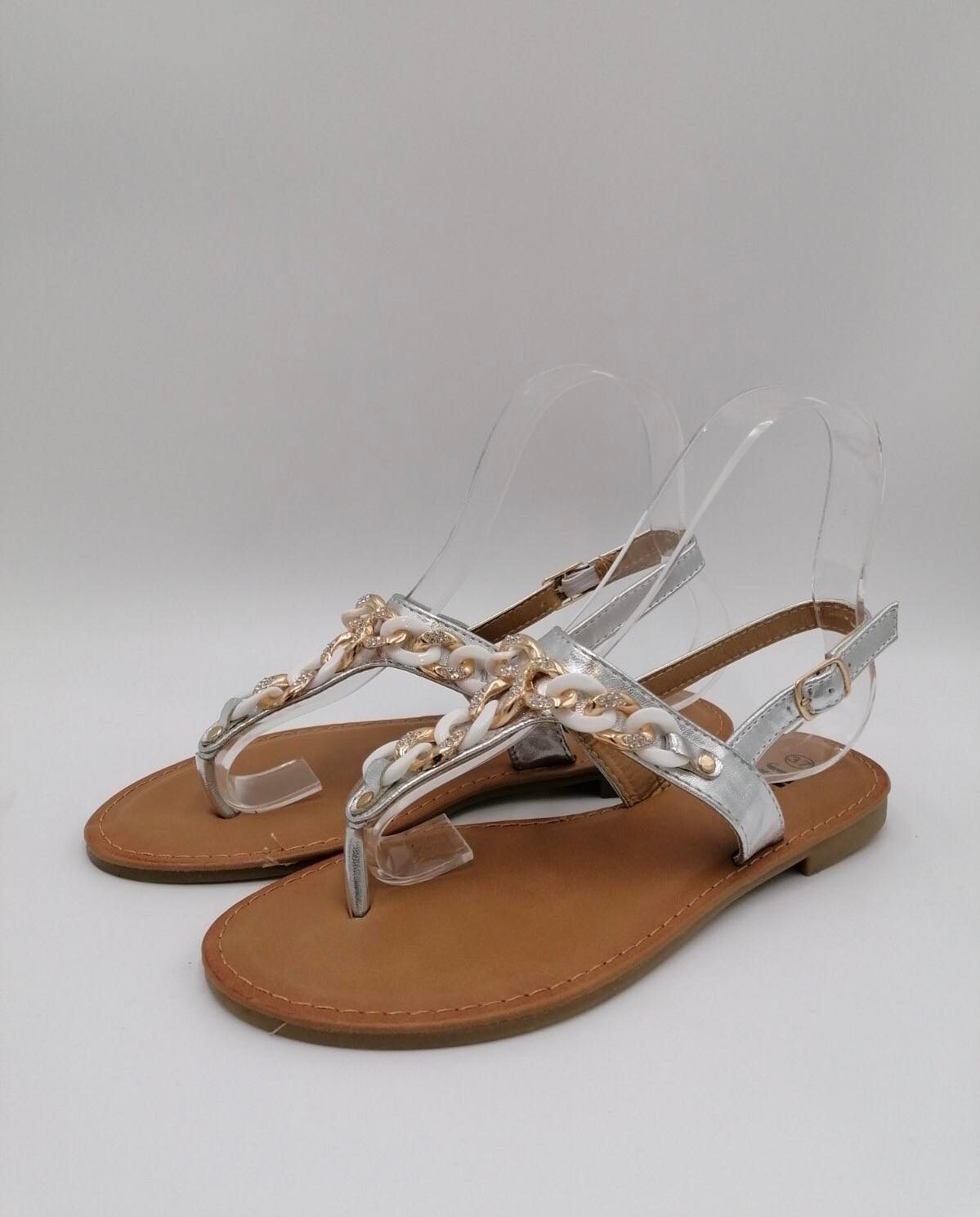 Sølv sandal med kædeudsmykning