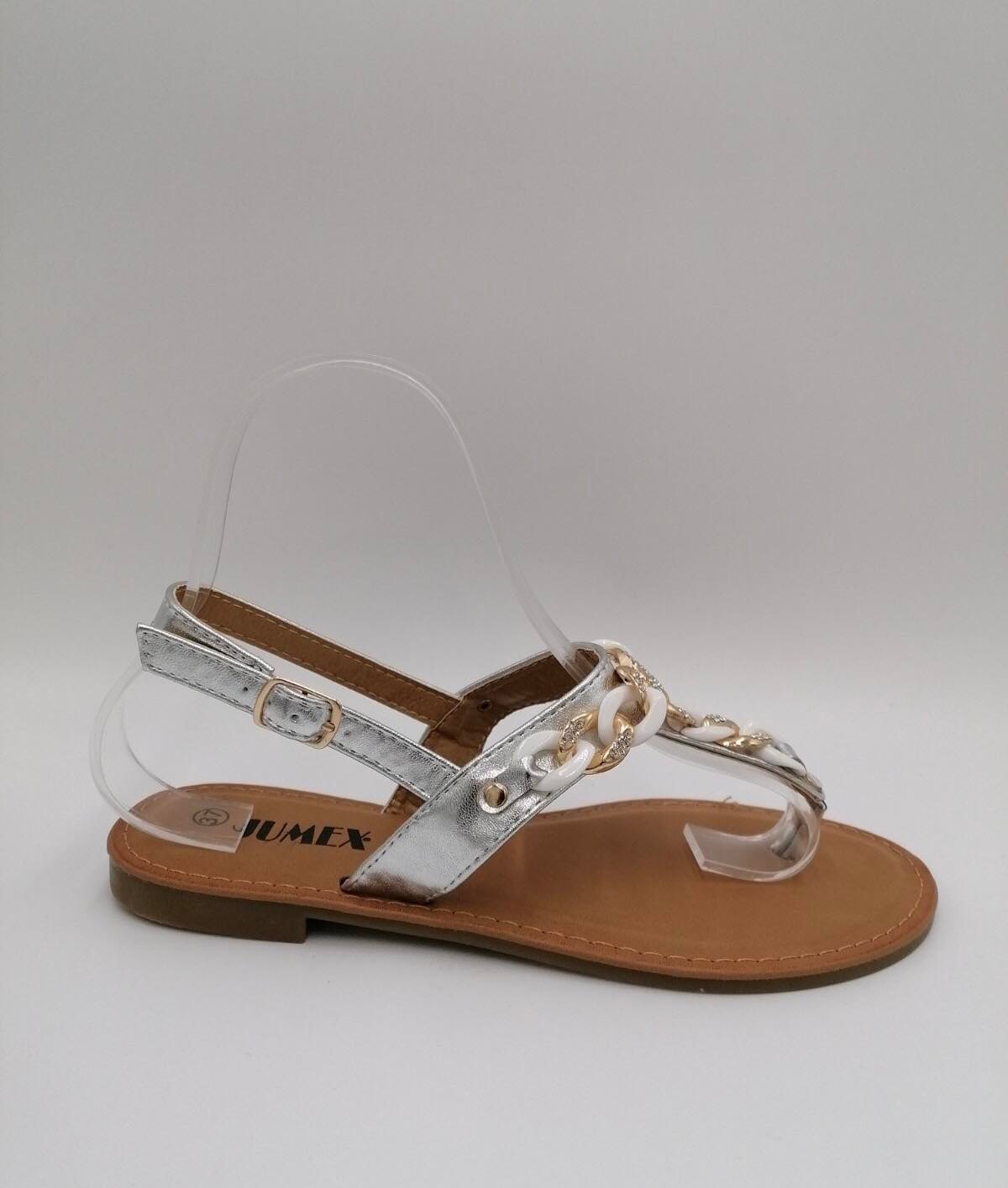 Sølv sandal med kædeudsmykning